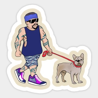 Rapper With Puppy Frenchie - Rappers with Puppies Sticker